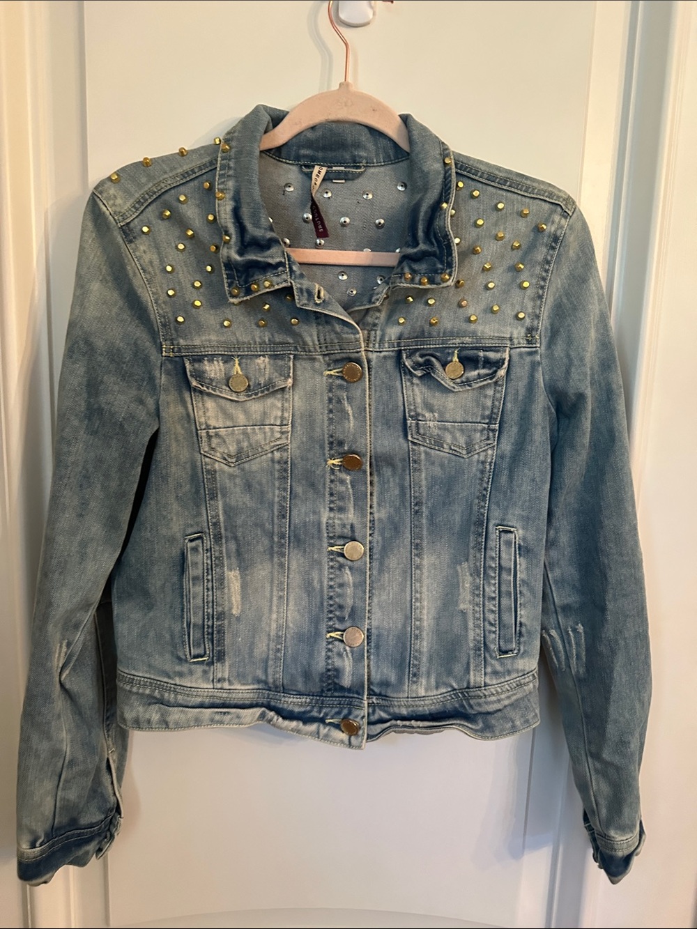 Romeo & Juliet Couture Light Blue Studded Denim Jacket